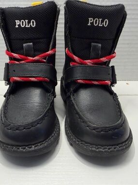 Polo Ralph Lauren Ranger Hi II Boots Kids Size 8 Black Lace Up Boots